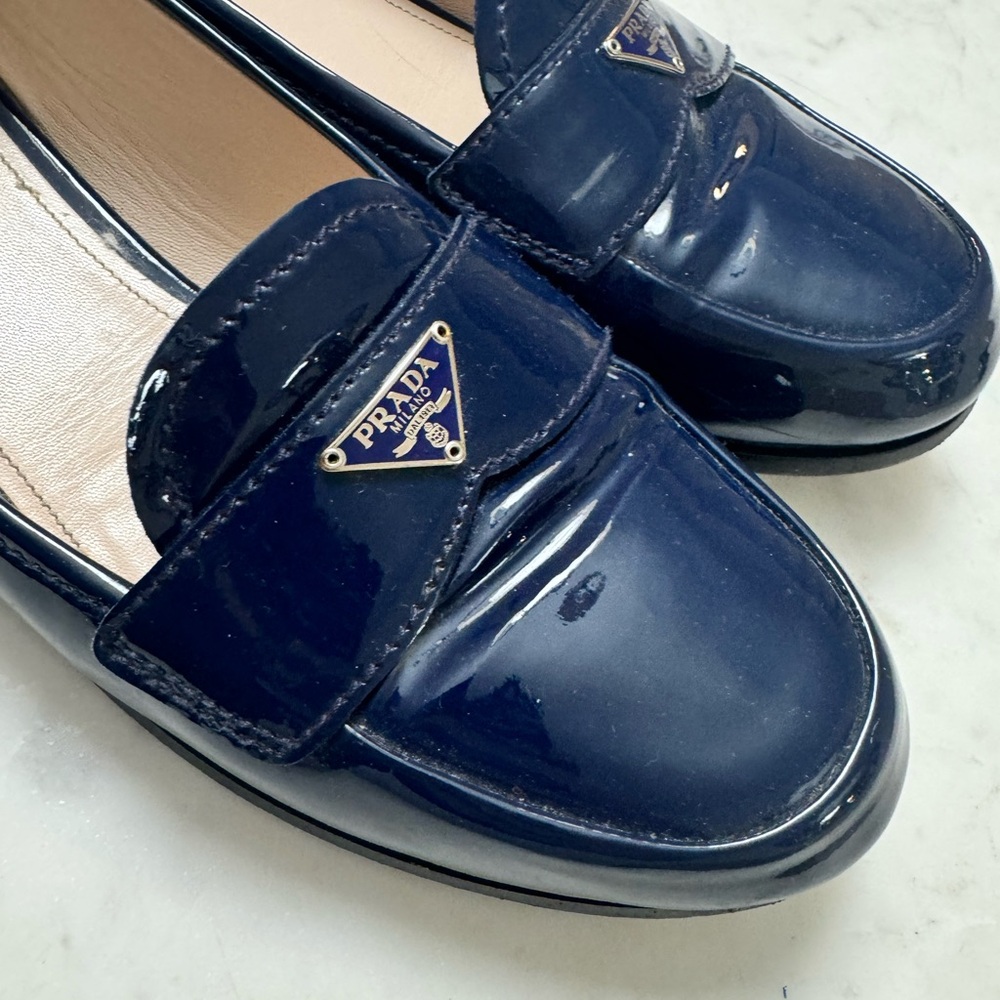Prada Blue Patent Loafers - Picture 2 of 11